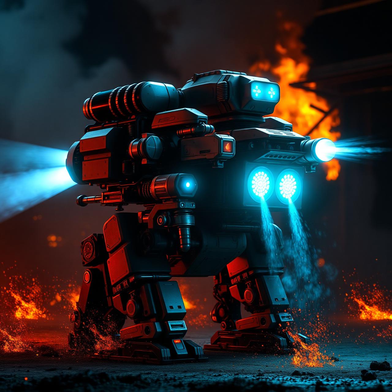 Autona autonomous firefighting robot deployed in an industrial fire zone